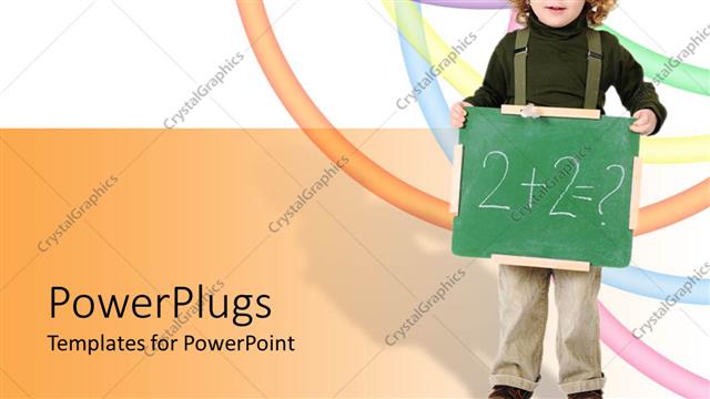  Presentation with maths - A kid with a maths equation with a number of lines in background