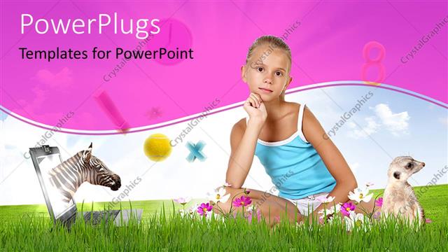  Presentation with animals - A kid with a number of animals and pink background