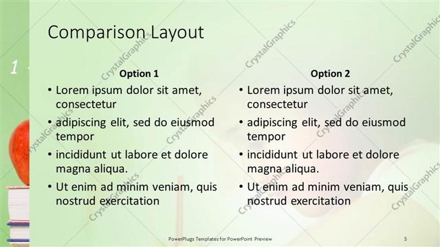 Comparison presentation slide layout