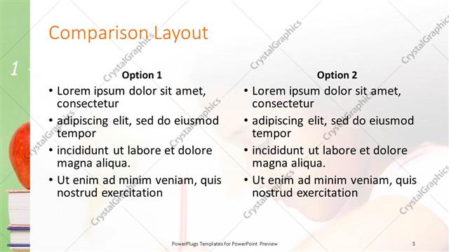 Comparison presentation slide layout