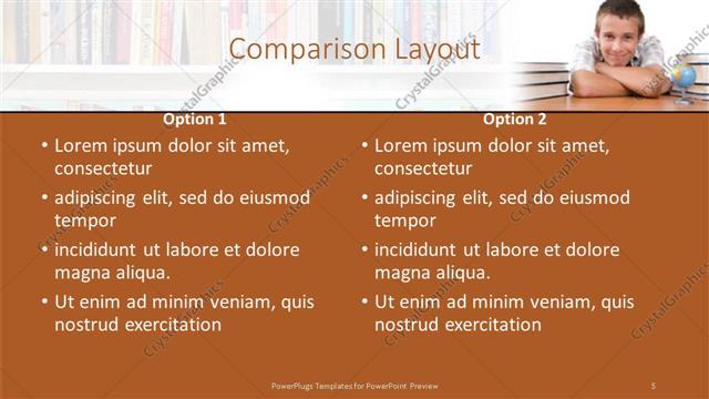 Comparison presentation slide layout