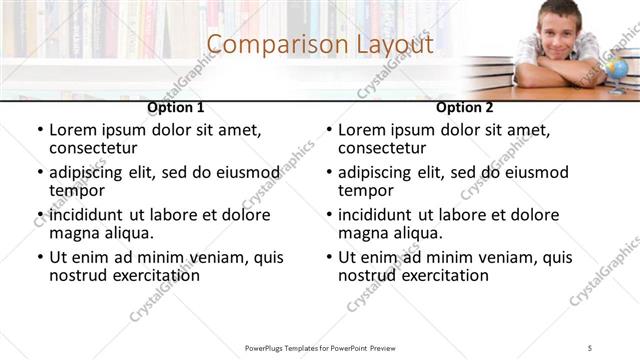 Comparison presentation slide layout