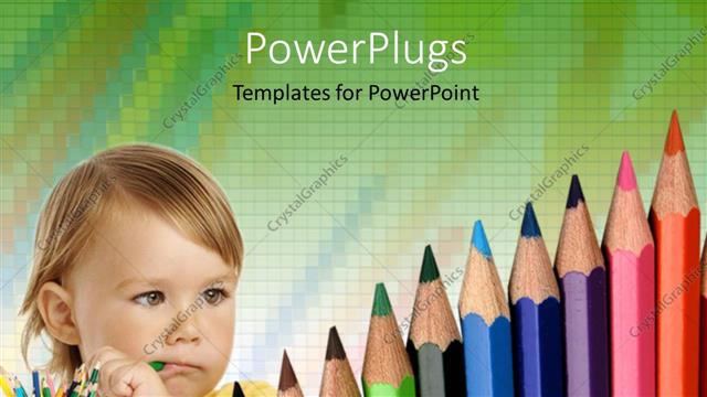  Presentation with coloured - A kid with a number of color pencils