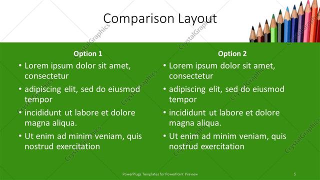 Comparison presentation slide layout
