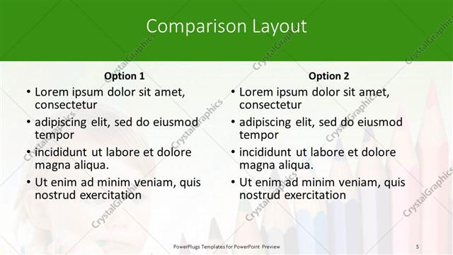 Comparison presentation slide layout