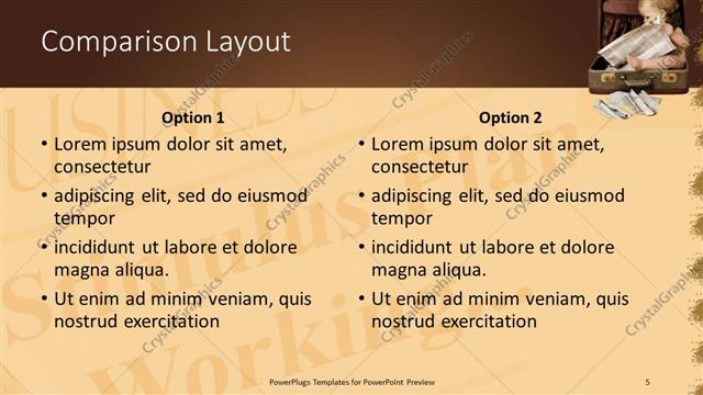 Comparison presentation slide layout