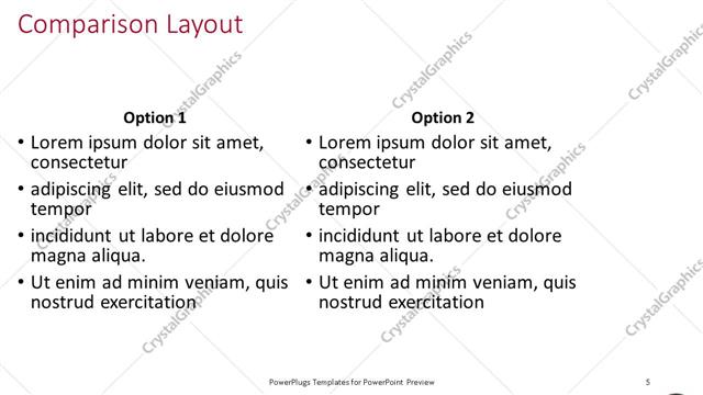 Comparison presentation slide layout