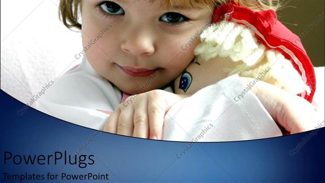  Presentation with doll - A kid playing with her doll with brown background