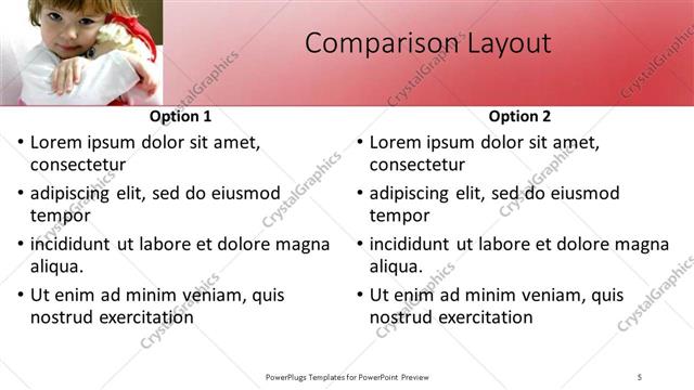 Comparison presentation slide layout