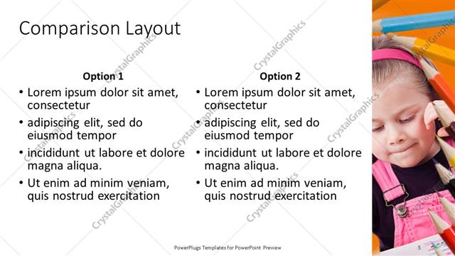 Comparison presentation slide layout
