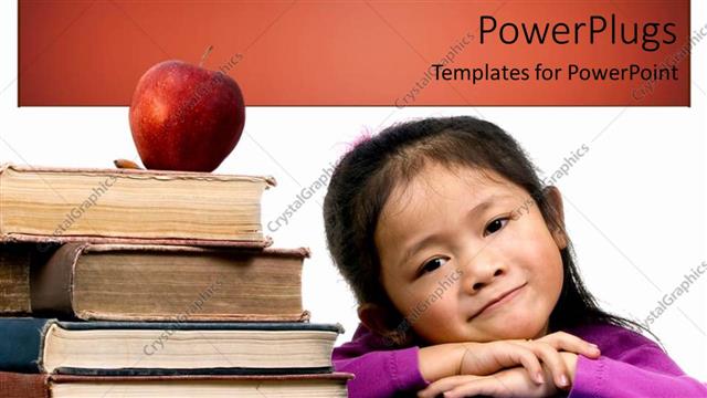  Presentation with books - A kid putting her hands on a number of books