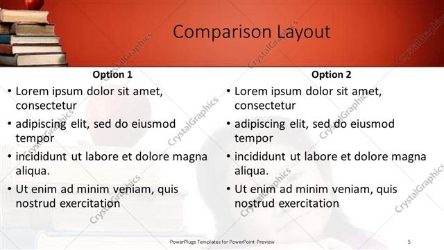 Comparison presentation slide layout