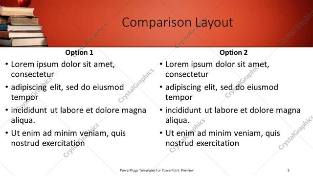 Comparison presentation slide layout