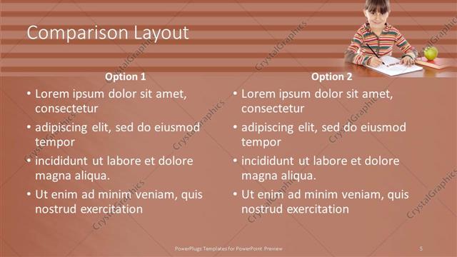 Comparison presentation slide layout