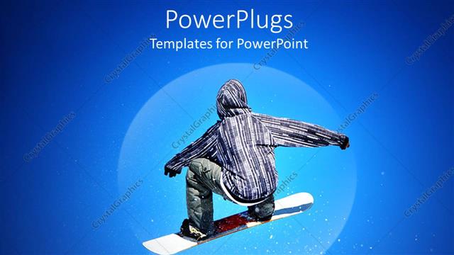  Presentation with snowboard - A kid on the snowboard with bluish background