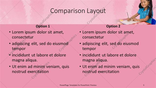 Comparison presentation slide layout