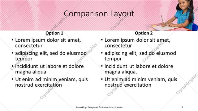 Comparison presentation slide layout