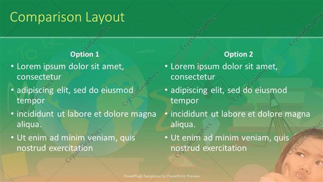 Comparison presentation slide layout