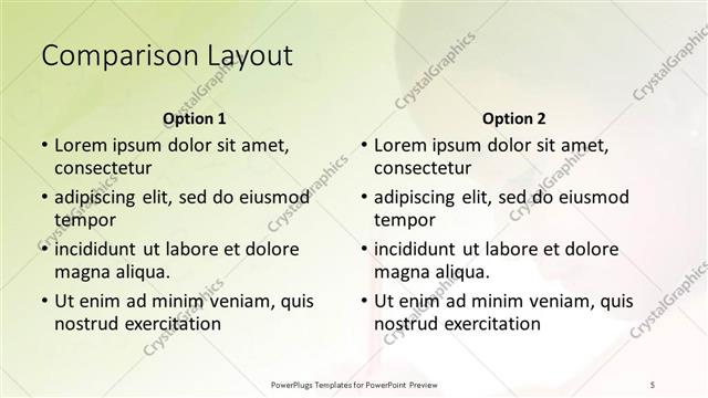 Comparison presentation slide layout