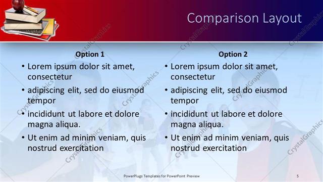 Comparison presentation slide layout