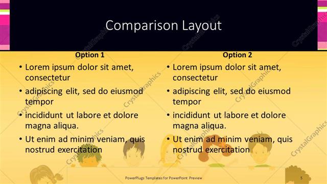 Comparison presentation slide layout