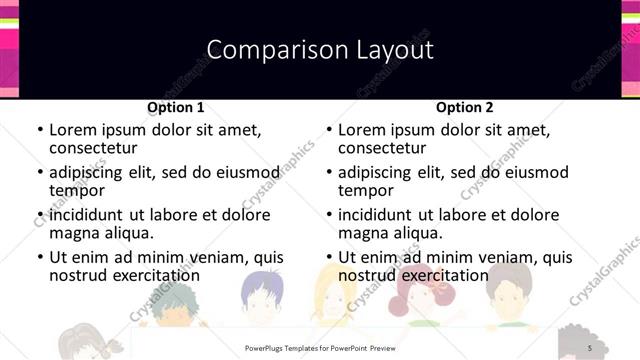 Comparison presentation slide layout
