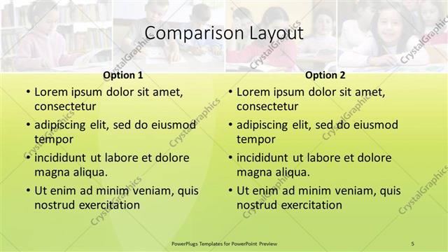 Comparison presentation slide layout