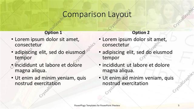 Comparison presentation slide layout