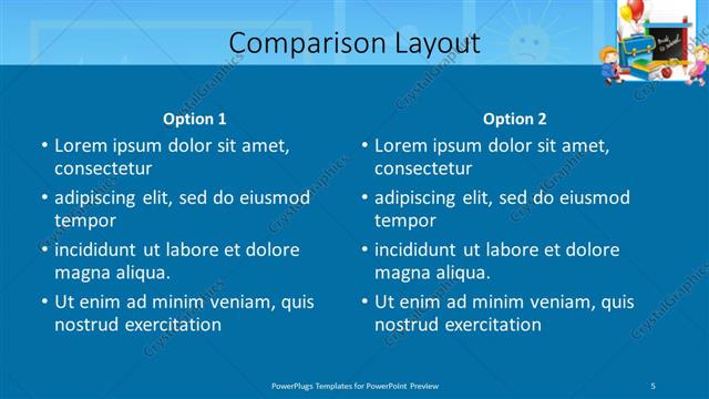 Comparison presentation slide layout