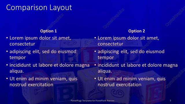 Comparison presentation slide layout