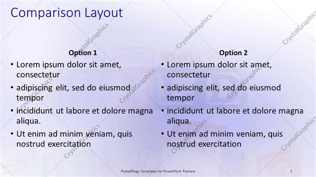 Comparison presentation slide layout