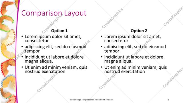 Comparison presentation slide layout