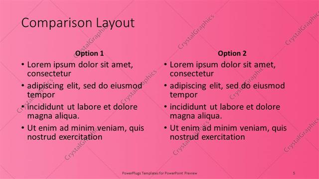 Comparison presentation slide layout