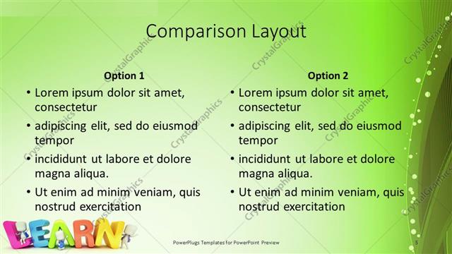 Comparison presentation slide layout