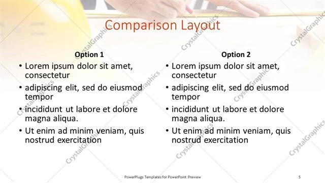 Comparison presentation slide layout