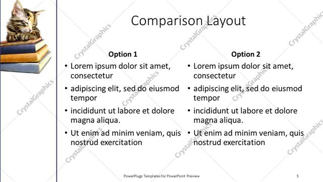 Comparison presentation slide layout