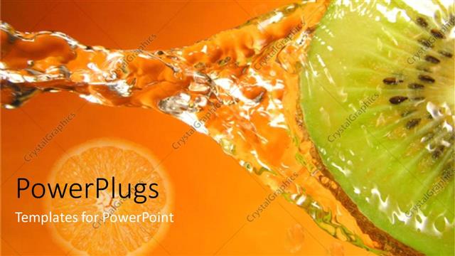  Presentation with orange slice - Kiwi with water splash and orange slice