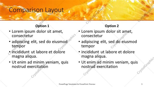 Comparison presentation slide layout