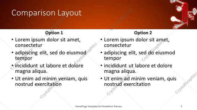 Comparison presentation slide layout