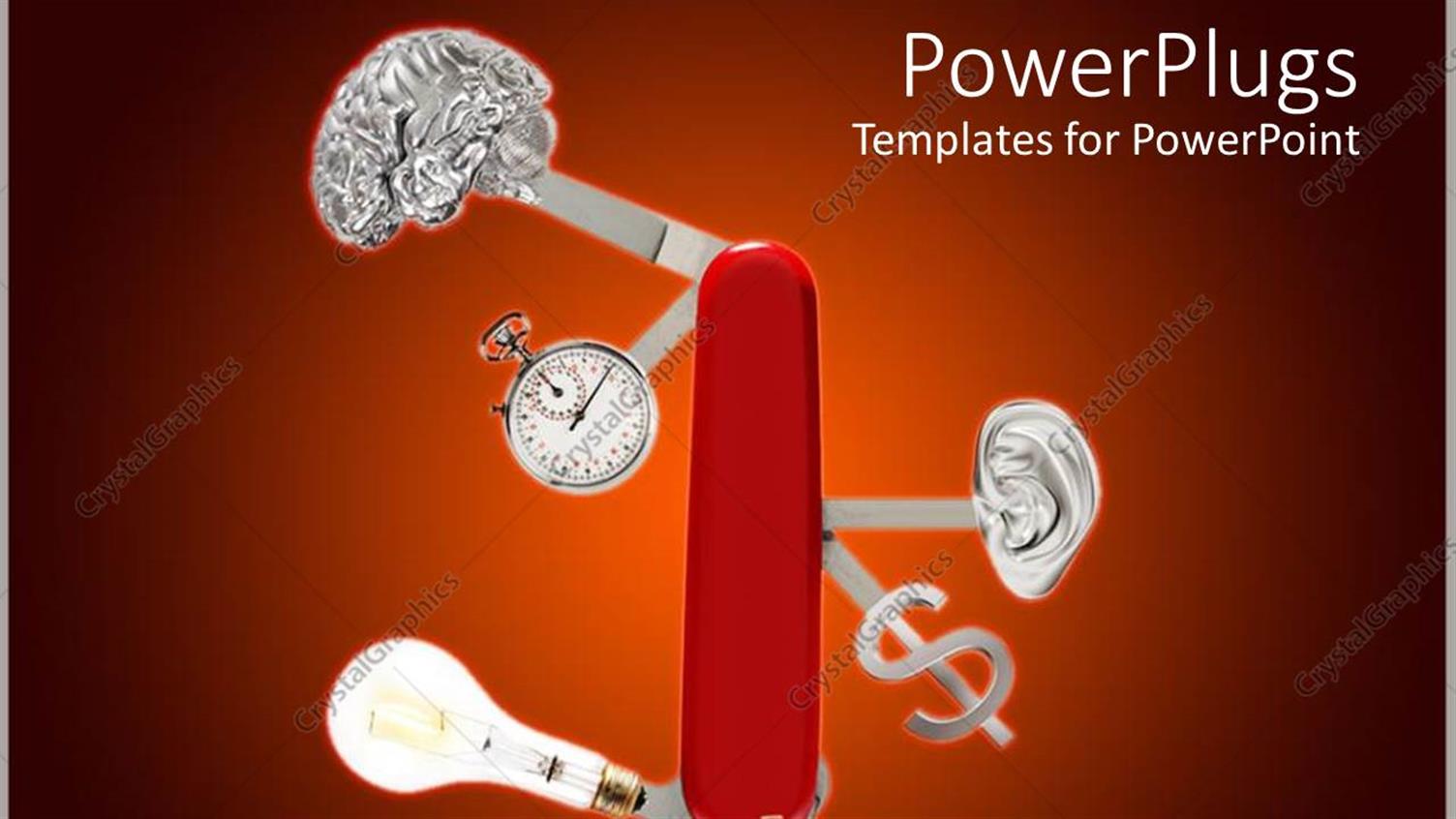 Featuring Knife with Brain and Stopwatch, Ear and Dollar Sign, Light Bulb and Hand