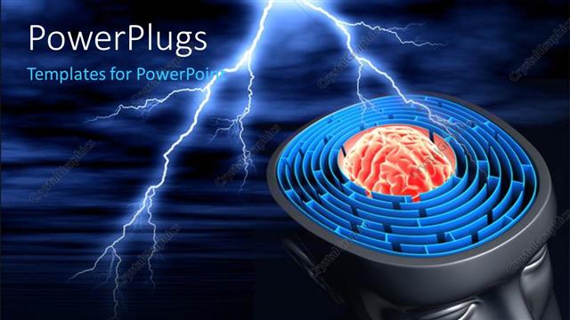  Presentation with difficulty - Labyrinth inside the head represents the difficulty to reach the success with lightninge