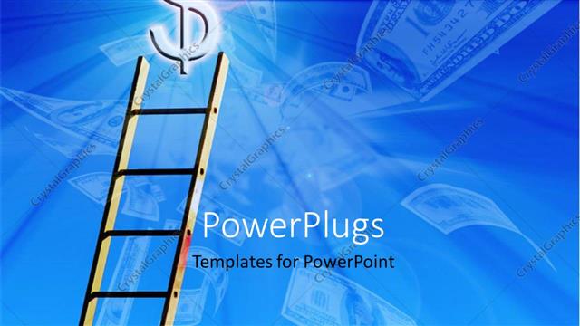  Presentation with dollar sign - A ladder with a dollar sign and bluish background