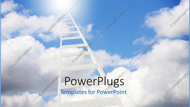  Presentation with heaven - Ladder leading to heaven with cloudy blue sky and shinning light