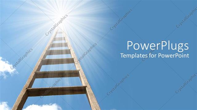  Presentation with achieve - Ladder moving upward to blue sky white light achieve success