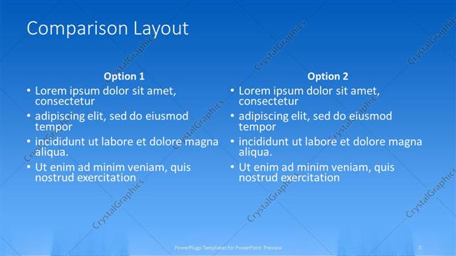 Comparison presentation slide layout