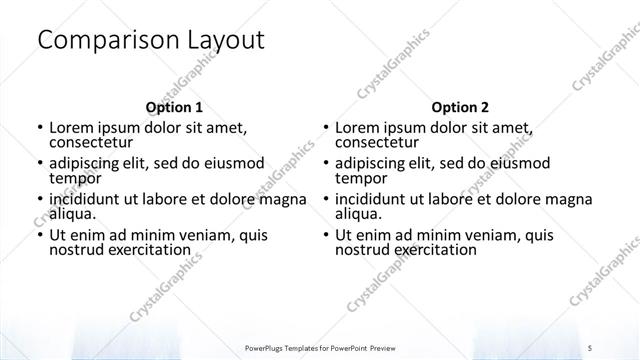 Comparison presentation slide layout