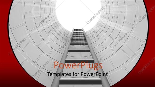  Presentation with upwards - Ladder of success leading upwards to light, silver and red