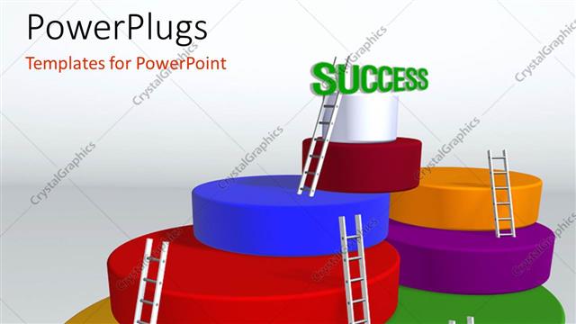  Presentation with overcoming - Ladder to success with white color 