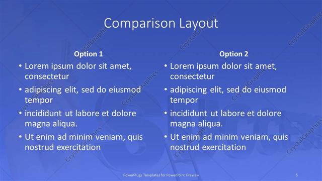 Comparison presentation slide layout
