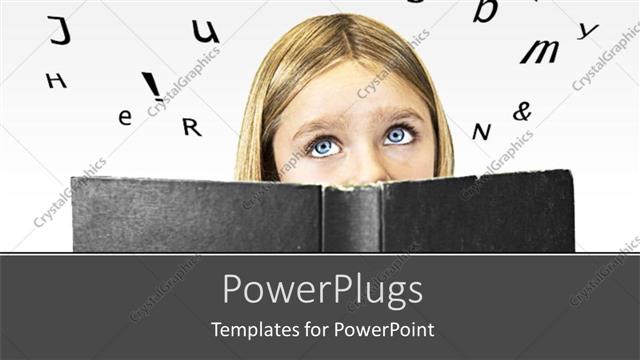  Presentation with black girl - A lady with a black book to her face peaking?